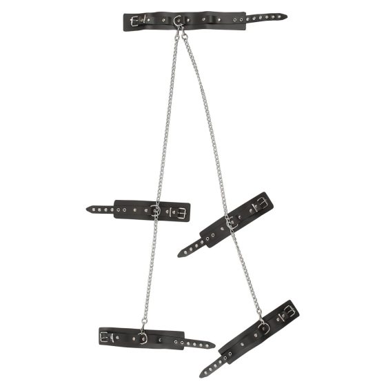 ZADO - Black Leather Neck-Wrist-Ankle Restraint Set