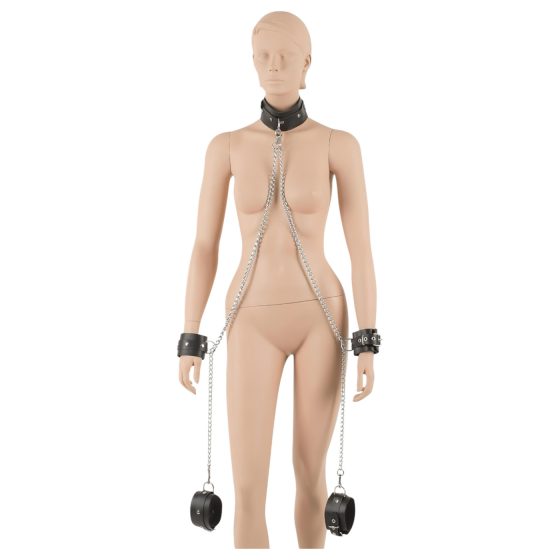 ZADO - Black Leather Neck-Wrist-Ankle Restraint Set
