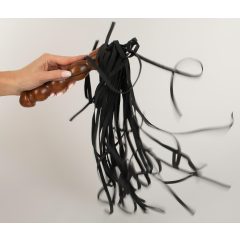ZADO - Leather Whip with Wooden Handle (Black-Brown)