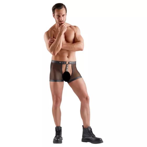 Svenjoyment - open fishnet men’s briefs with penis ring (black) - M