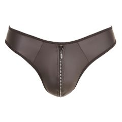   Svenjoyment - Shiny Men's Thong with Rhinestone Zipper (Black)