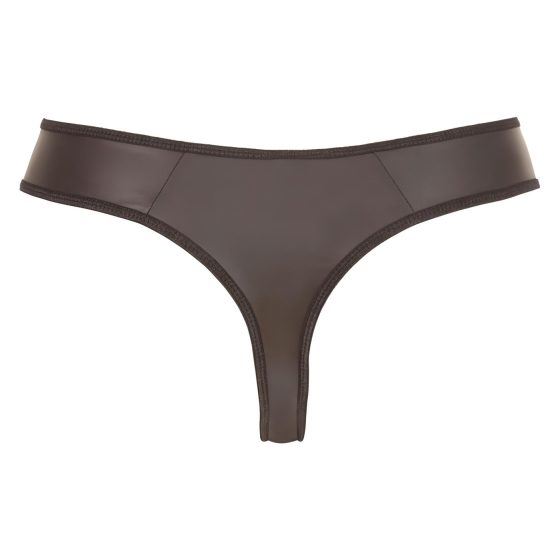 Svenjoyment - Shiny Men's Thong with Rhinestone Zipper (Black)