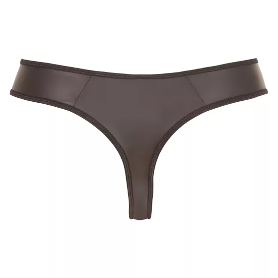 Svenjoyment - Shiny Men's Thong with Rhinestone Zipper (Black) - L