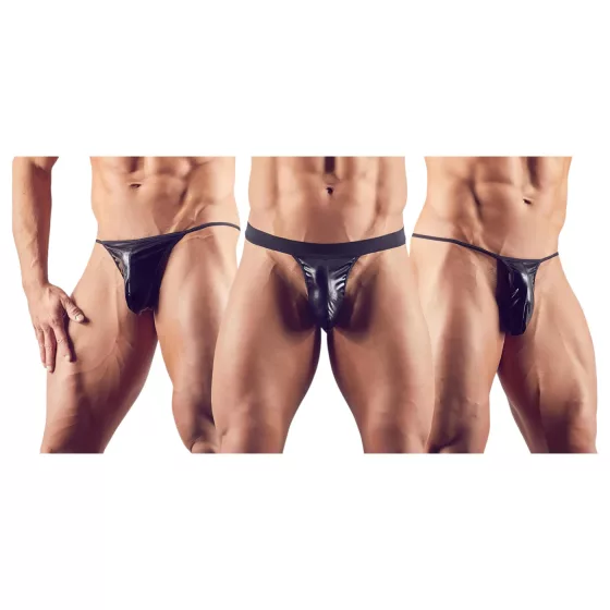 Svenjoyment - 3‑piece black men’s thong set (S-L)