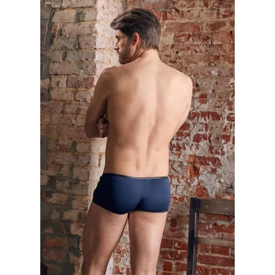 NEK - black lace‑up fishnet‑panel boxer shorts (blue)