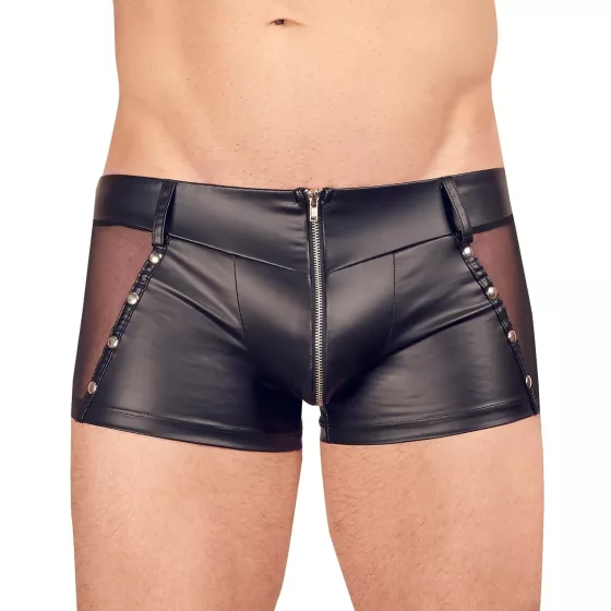Svenjoyment - shiny zip-up men’s boxer shorts (black) - XL