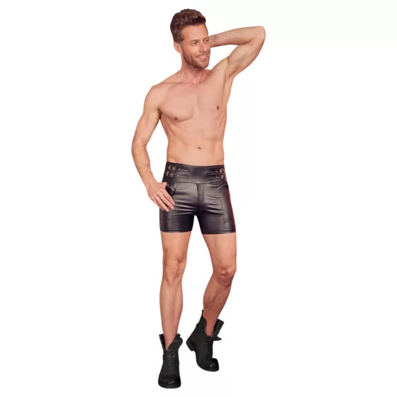 NEK - Men's Long Black Shorts with Metal Buckle