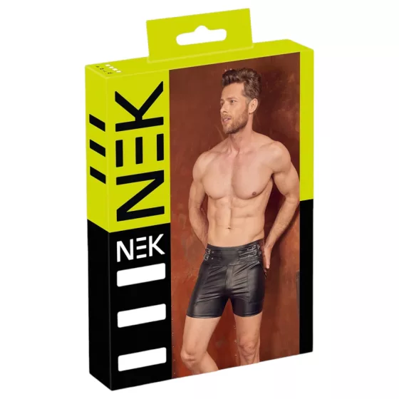NEK - Men's Long Black Shorts with Metal Buckle - M