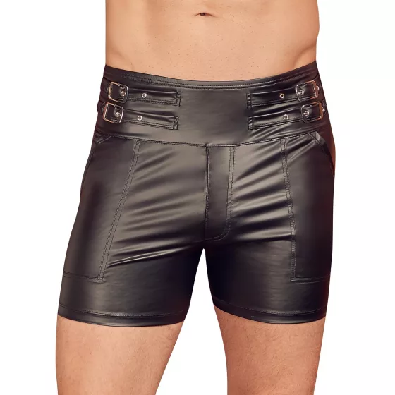 NEK - Men's Long Black Shorts with Metal Buckle - L