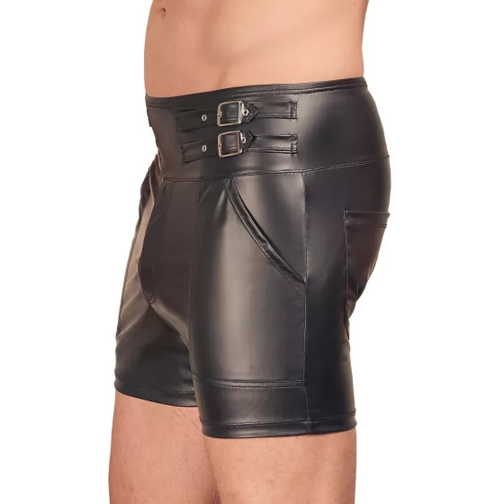 NEK - Men's Long Black Shorts with Metal Buckle - L