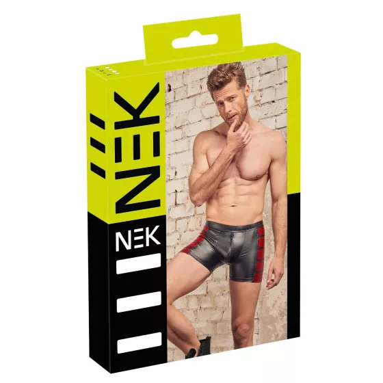 NEK - Black Boxer Briefs with Red Side Panels and Zipper - XL