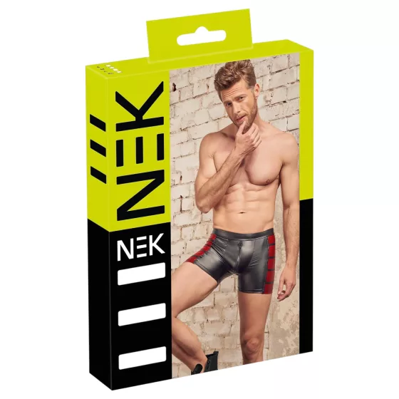 NEK - Black Boxer Briefs with Red Side Panels and Zipper - XL