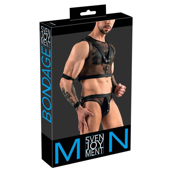 Svenjoyment Bondage - necc men's top and jock bottom set (black)