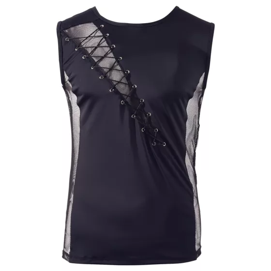 Svenjoyment - one‑sleeved lace‑up men’s top (black) - M