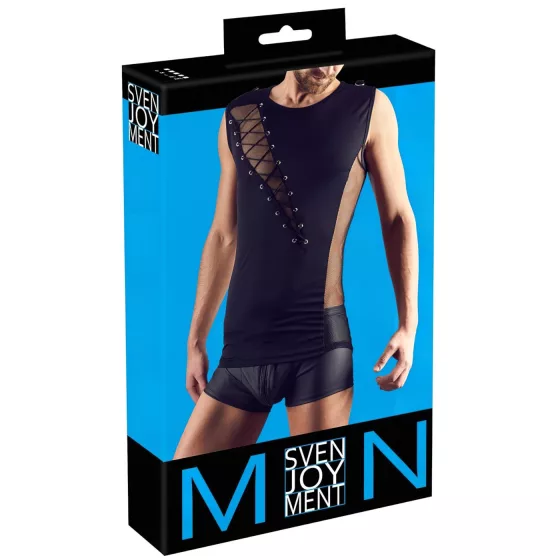 Svenjoyment - one‑sleeved lace‑up men’s top (black) - XL