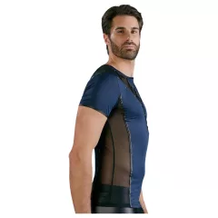   NEK - Men's Black Lace-Up Top with Fishnet Details (Blue)