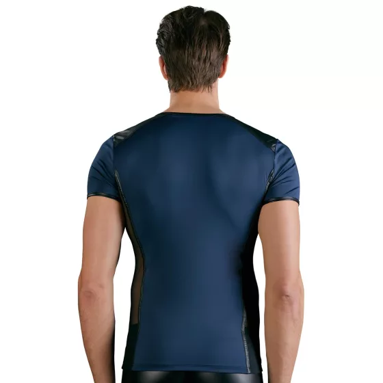 NEK - Men's Black Lace-Up Top with Fishnet Details (Blue) - M