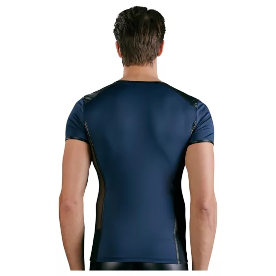 NEK - Men's Black Lace-Up Top with Fishnet Details (Blue) - M