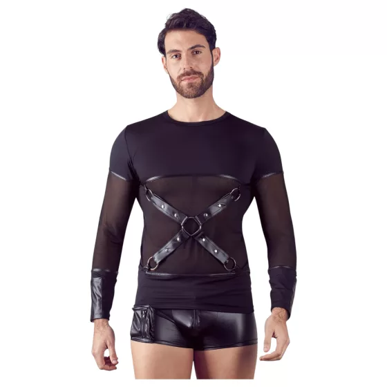 NEK - Cross-Strap Long Sleeve Men's Top (Black) - L
