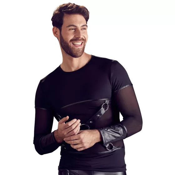 NEK - Cross-Strap Long Sleeve Men's Top (Black) - XL
