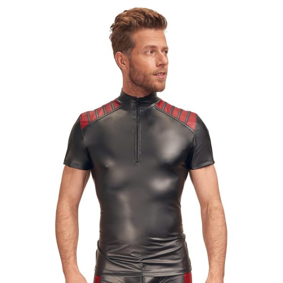 NEK - Men's Black Zip-Up Jacket with Red Accents