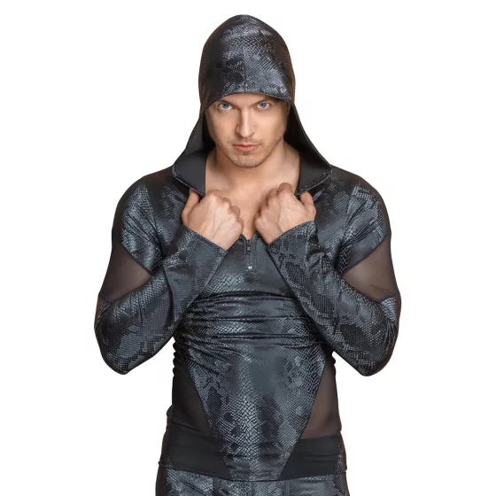 NEK - Men's Black Hoodie with Snake Print - L