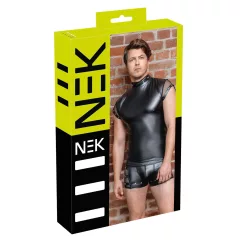 NEK - Men's Black Top with Studs and Fishnet Details
