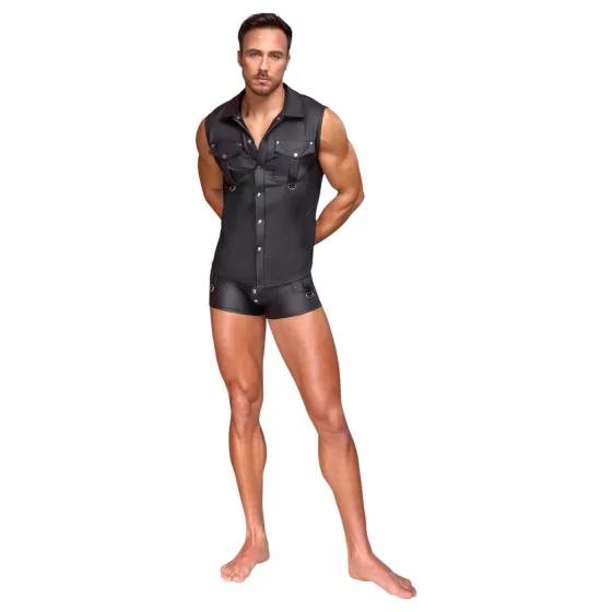 NEK - matte-look sleeveless men’s shirt (black) - L