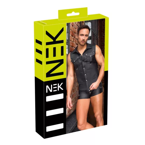 NEK - matte-look sleeveless men’s shirt (black) - L