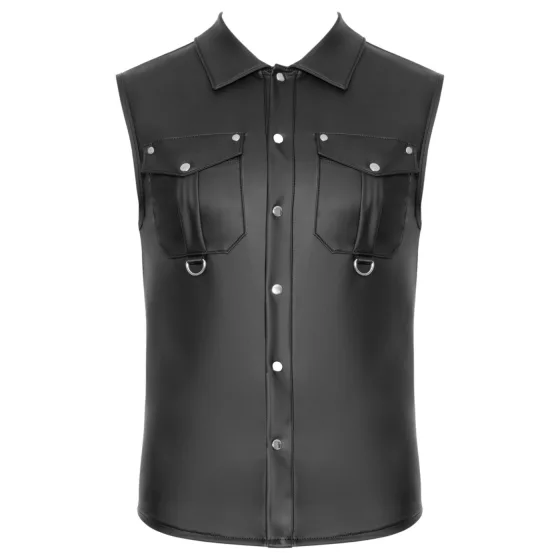 NEK - matte-look sleeveless men’s shirt (black) - XL
