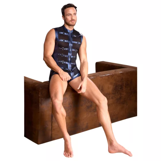 NEK - men's strappy shirt with mesh insert (blue) - XL