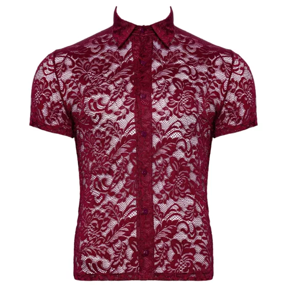 Svenjoyment - men’s floral lace shirt (red) - M