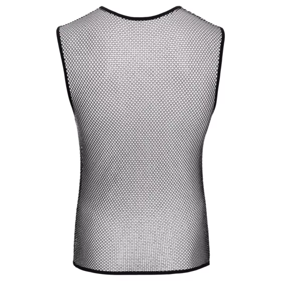 Svenjoyment - transparent, rhinestone sleeveless mesh top for men (black)