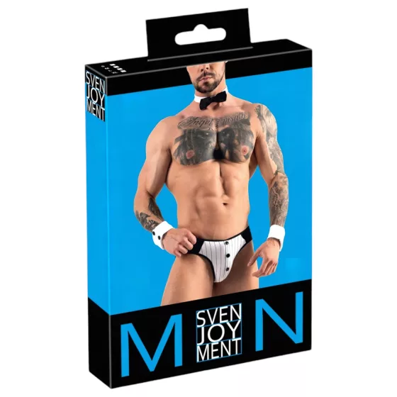 Svenjoyment - Men's Waiter Thong Costume Set (Black & White) - L