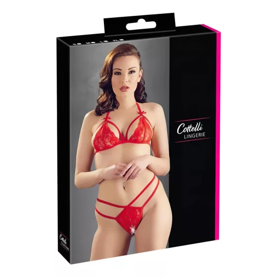 Cottelli - Open Lace Bra Set (Red)
