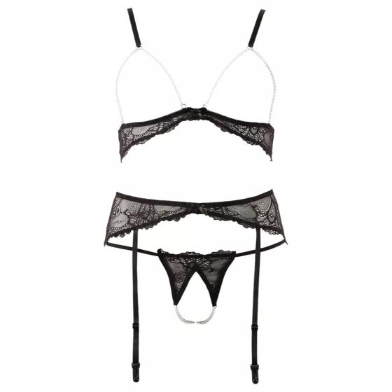 Abierta Fina - Pearl Lace Lingerie Set - M