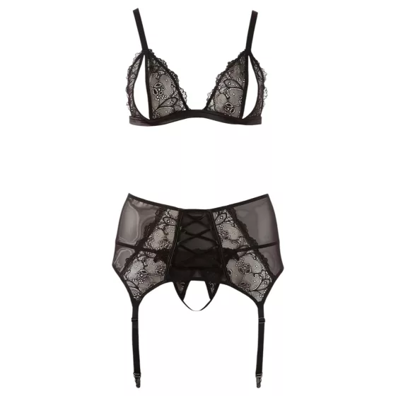 Cottelli Plus Size - Lace Lingerie Trio (Black) - XXXL