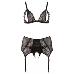 Cottelli Plus Size - Lace Lingerie Trio (Black) - XXXXL
