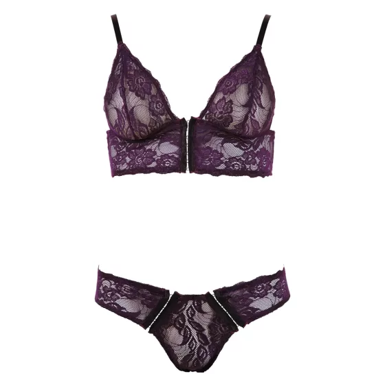 Cottelli - Floral Lace Bra Set (Purple) - M
