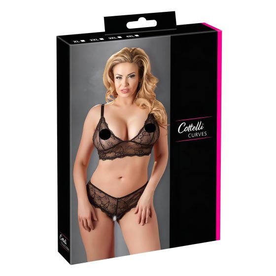 Cottelli Plus Size - Lace Lingerie Set (Black)