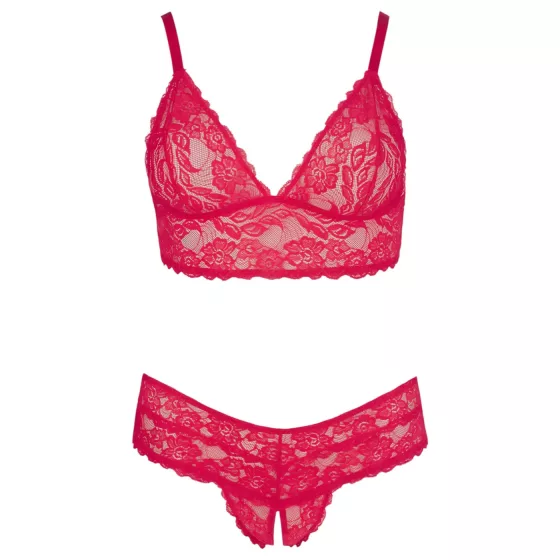 Cottelli Plus Size - Soft Lace Bra Set (Red) - 3XL