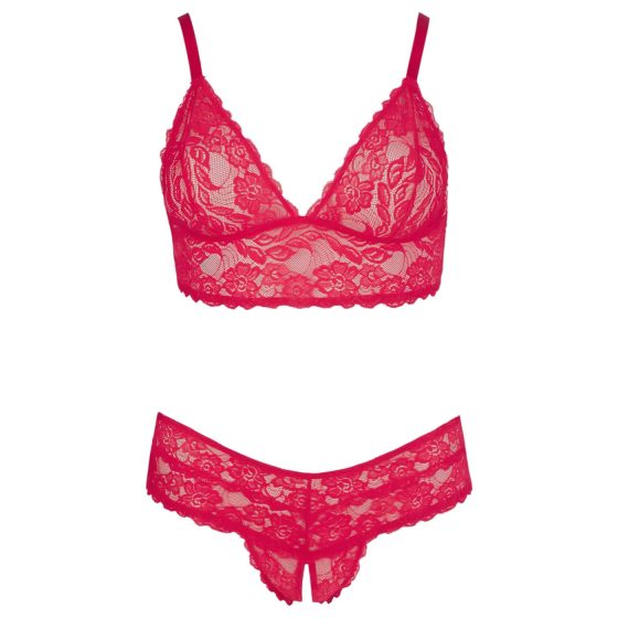 Cottelli Plus Size - Soft Lace Bra Set (Red)