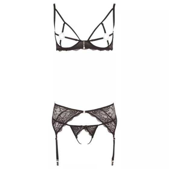 Abierta Fina - Sparkling Lace Enchantment - Bra Set (Black) - M