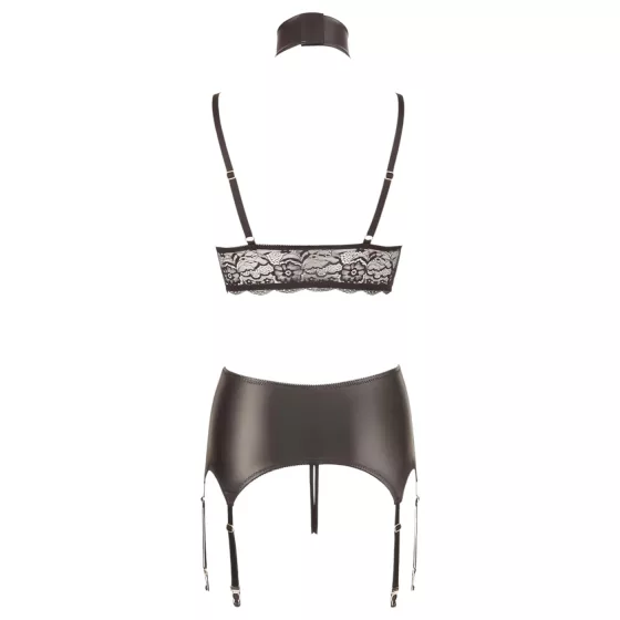 Cottelli Bondage - Lustrous Lace Lingerie Set (4-Piece) - M