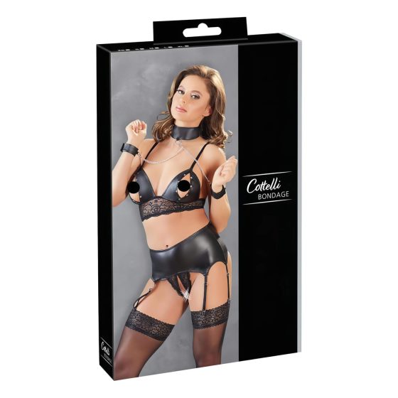 Cottelli Bondage - Lustrous Lace Lingerie Set (4-Piece)
