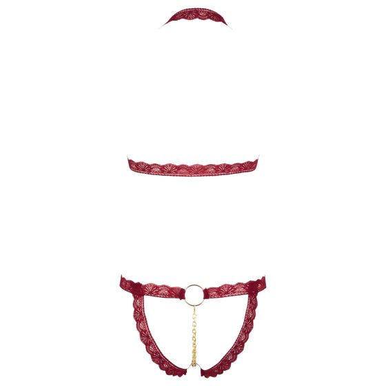 Cottelli - Metallic Ring Open Bra Set (Red)