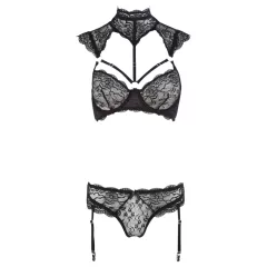 Cottelli - Lace Bra Set with Collar (Black) - 80B/M