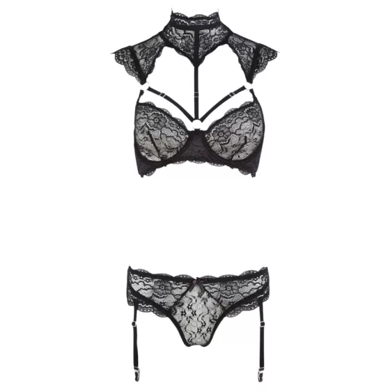 Cottelli - Lace Bra Set with Collar (Black) - 80C/M