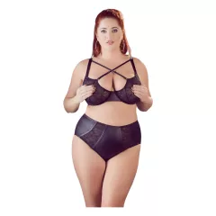 Cottelli Plus Size - Cross Strap Bra & Panty Set (Black)