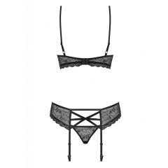 Obsessive 818-SEG-1 - Rhinestone Lace Lingerie Set (black)